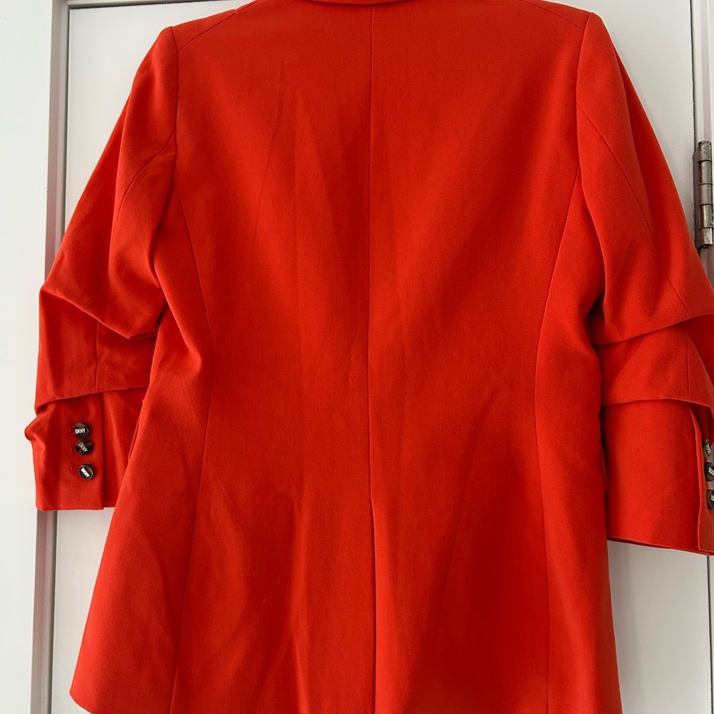 DKNY Orange Tailored Blazer Classic Suit Jacket Fall Fabulous - Picture 2 of 4